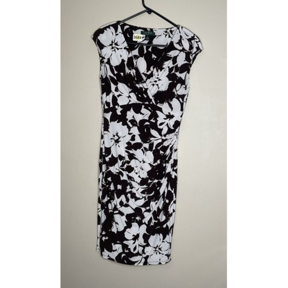 NWOT Lauren Ralph Lauren Floral Abstract V-Neck Midi Dress‎ Women 8 China